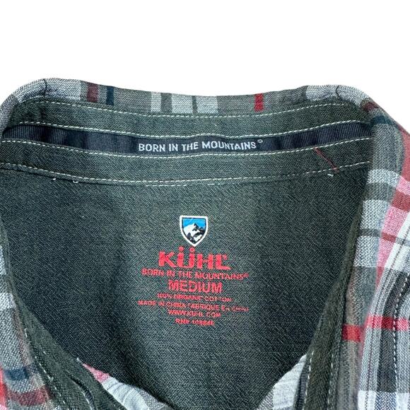 KUHL Tropik Men's Short Sleeve Plaid Button Down Shirt Size Medium Red Green - Picture 2 of 4